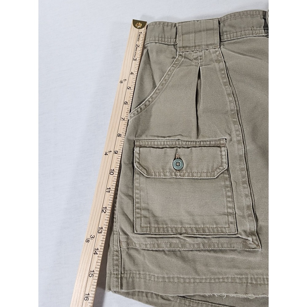 Cabelas Cargo Shorts Women 12 Khaki Tan Cotton High Rise Safari Gorpcore Utility - Picture 3 of 10